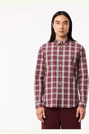 Lacoste Camisa para hombre de corte slim con cuadros elásticos
