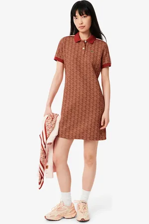 Lacoste Vestido tipo polo con monograma y corte slim para mujer
