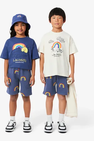 Lacoste Shorts de tela con estampado de arcoíris para niños