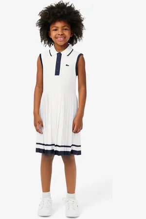 Lacoste Vestido polo plisado de piqué elástico para niña