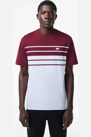 Lacoste Playera de algodón grueso a rayas de fabricación francesa