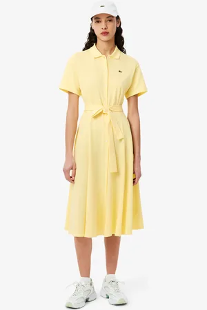 Lacoste Vestido Polo de Mini Piqué con Corte Acampanado para Mujer