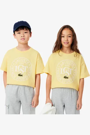 Lacoste Playera infantil de algodón con parche en contraste