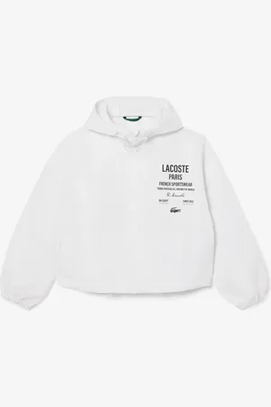 Lacoste Chamarra corta con gorro y Cierre para mujer