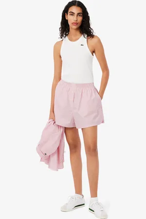 Lacoste Shorts Para mujer de corte relajado en popelina ligera a rayas