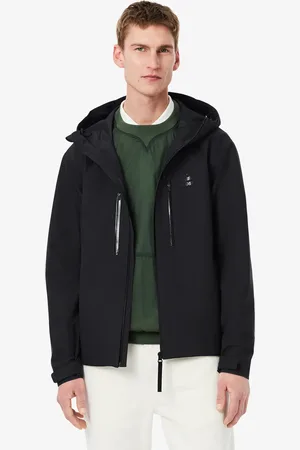 Lacoste Parka impermeable con gorro y cortavientos para hombre