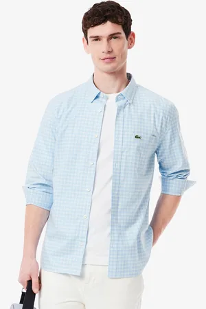 Lacoste Camisa para hombre de corte regular con cuadros elásticos