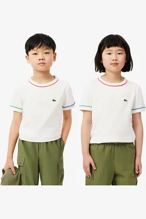 Lacoste Playera de algodón con ribete en contraste para niño