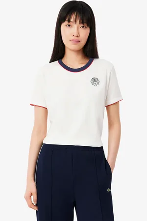 Lacoste Playera con insignia Ultra seco Tennis Heritage para mujer