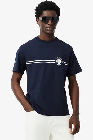 Lacoste Playera para hombre de punto de algodón bordado y estampado