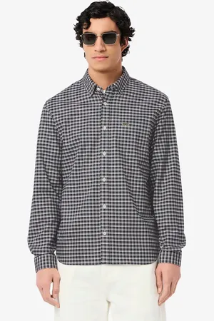 Lacoste Camisa para hombre de corte regular con cuadros elásticos