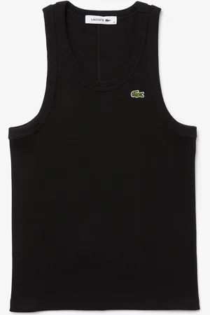 Lacoste Playera sin mangas de algodón acanalado para mujer