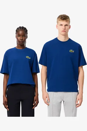 Lacoste Playera unisex holgada de algodón pesado con insignia