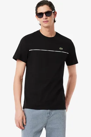 Lacoste Playera de punto de algodón con ribete de logo para hombre