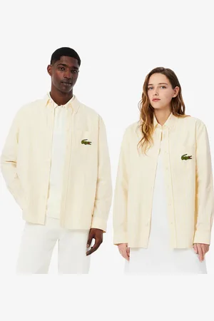 Lacoste Camisa Oxford unisex de corte relajado a rayas