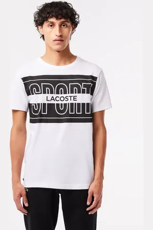 Lacoste Playera deportiva con estampado de algodón para hombre