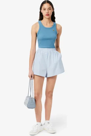 Lacoste Shorts Para mujer de corte relajado en popelina ligera a rayas