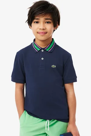Lacoste Polo de Petit Piqué con Cuello a Rayas para Niños