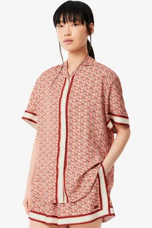 Lacoste Camisa extragrande con estampado de monogramas para mujer
