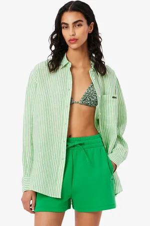 Lacoste Camisa Para mujer oversize de lino a rayas