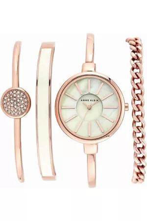 Box set reloj para dama Anne Klein White and Rose Gold AK1470RGST
