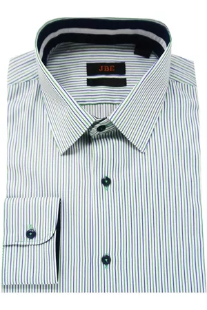 Camisa de vestir a rayas JBE corte slim fit cuello francés algodón