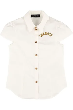 VERSACE Camisa De Popelina De Algodón Con Logo