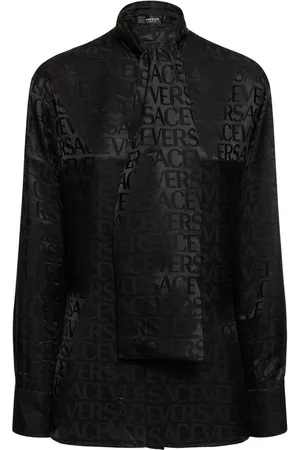 VERSACE Camisa De Sarga De Seda Con Foulard