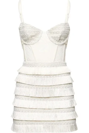 PATBO Vestido Corto Con Bustier Y Flecos
