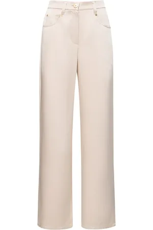 Brunello Cucinelli Pantalones Rectos De Satén Con Cintura Alta