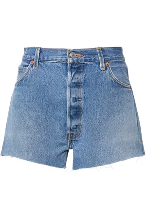 RE/DONE Shorts De Denim Algodón Con Cintura Alta