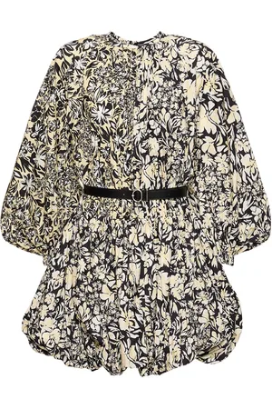 Jil Sander Vestido Corto De Tafetán Con Cinturón