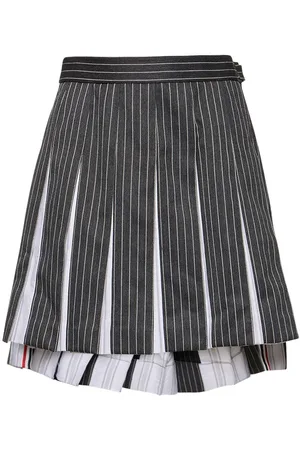 Thom Browne Minifalda De Sarga De Lana Plisada