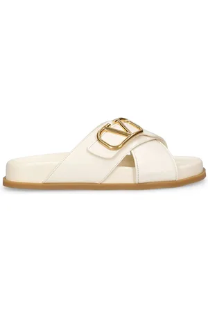 VALENTINO GARAVANI Sandalias Planas De Piel Con Logo V 5mm