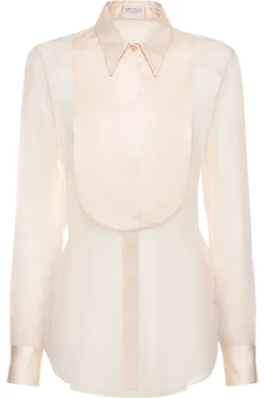 Brunello Cucinelli Camisa De Chifón De Seda