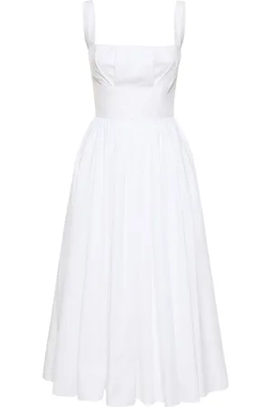 EMILIA WICKSTEAD Vestido Corsé Midi De Popelina De Algodón
