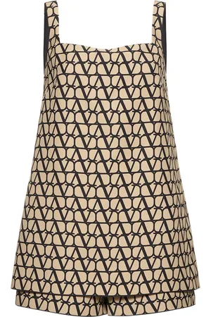 VALENTINO Mono Corto De Crepé Jacquard Con Logo