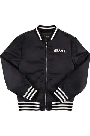 VERSACE Chaqueta Bomber De Seda Con Logo