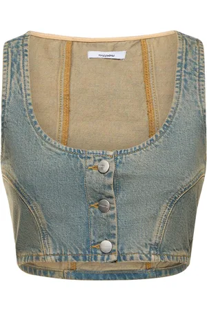Miaou Top Corto De Denim De Algodón