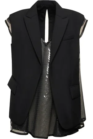 SACAI Chaleco De Neopreno Con Vestido De Lentejuelas