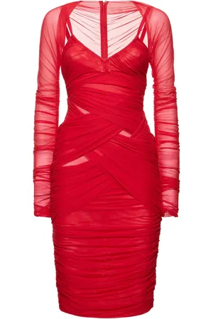 Dolce & Gabbana Vestido Midi De Tul Drapeado