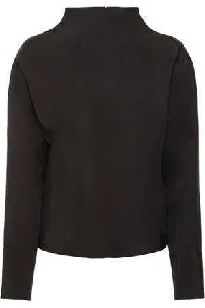 ANINE BING Top De Seda Con Cuello Vuelto