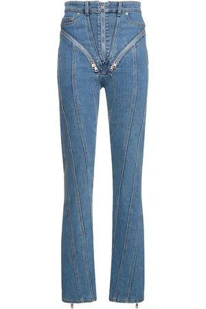 MUGLER Jeans Skinny De Denim Con Cremallera
