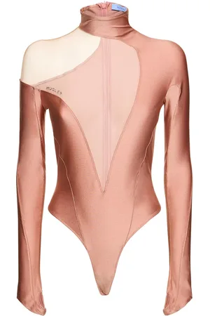 MUGLER Body De Lycra Con Cuello Vuelto Y Abertura