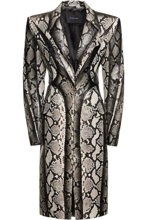 MUGLER Abrigo Midi De Piel Estampada