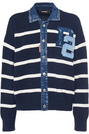 Dsquared2 Cárdigan De Punto De Algodón Y Denim