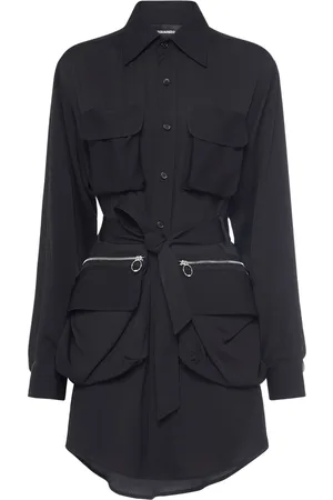 Dsquared2 Vestido Camisero Corto De Satén Con Cinturón