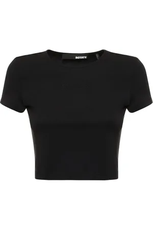 ROTATE Camiseta Cropped De Mezcla De Algodón