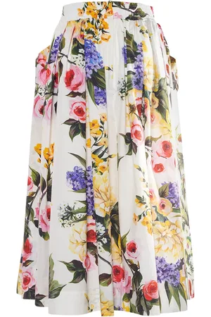 Dolce & Gabbana Falda Midi De Popelina De Algodón Plisado