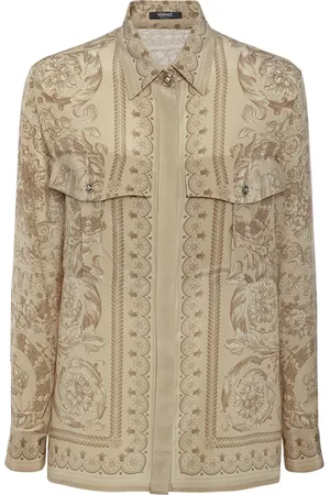 VERSACE Camisa De Crepé De China Estampado